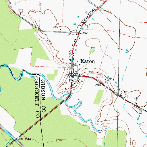 Topographic Map of Eaton, TN