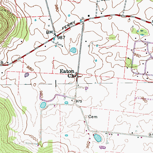 Topographic Map of Eaton Church, TN
