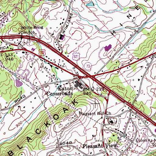 Topographic Map of Eaton Crossroads, TN