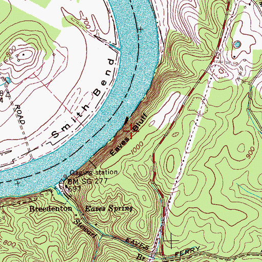 Topographic Map of Eaves Bluff, TN