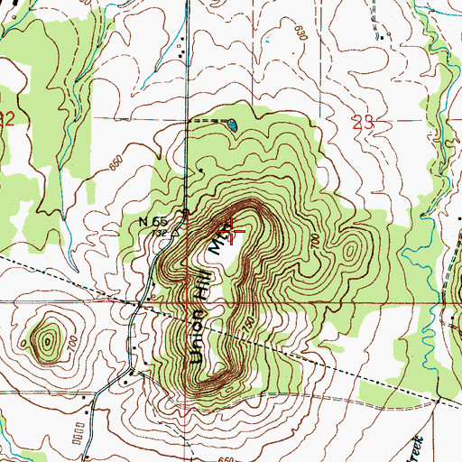 Topographic Map of Union Hill Mountain, AL