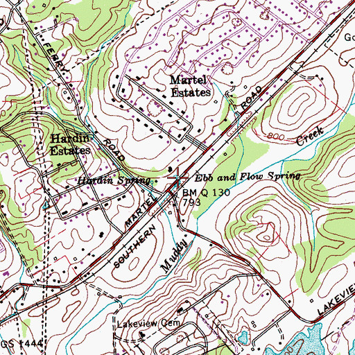 Topographic Map of Ebb and Flow Spring, TN