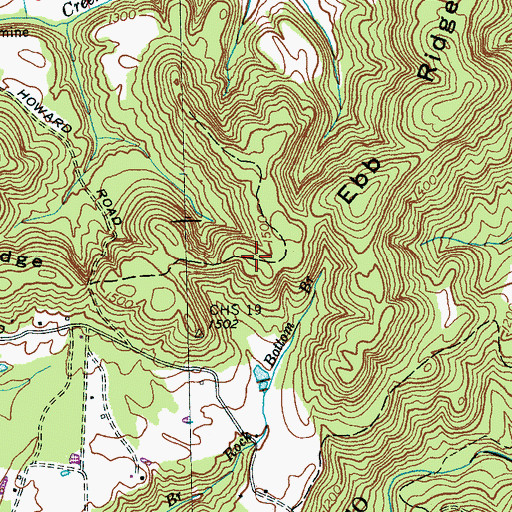 Topographic Map of Ebb Ridge, TN