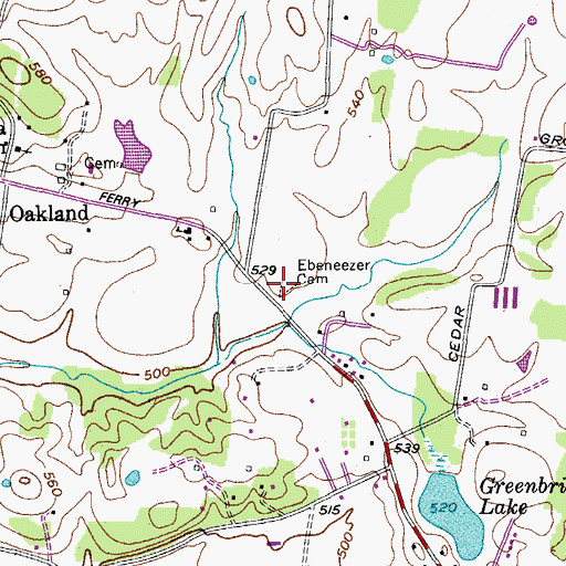 Topographic Map of Ebeneezer Cemetery, TN
