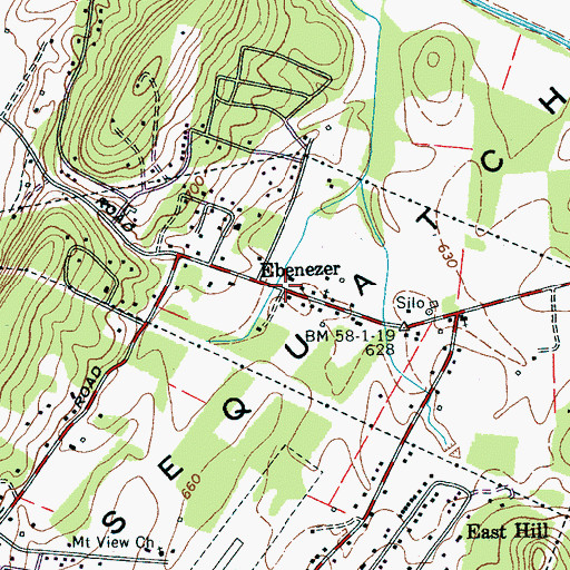 Topographic Map of Ebenezer, TN