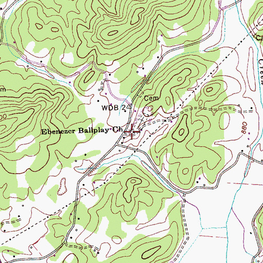 Topographic Map of Ebenezer Ballplay Church, TN