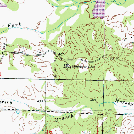 Topographic Map of Ebenezer Cemetery, TN