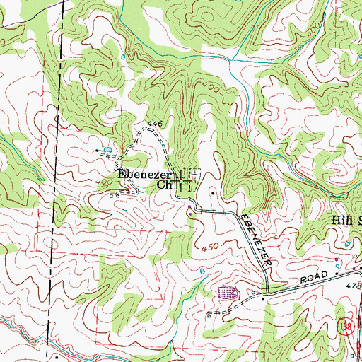 Topographic Map of Ebenezer Church, TN