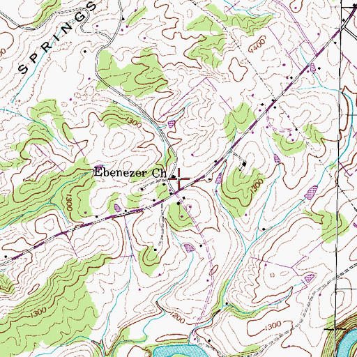 Topographic Map of Ebenezer Church, TN