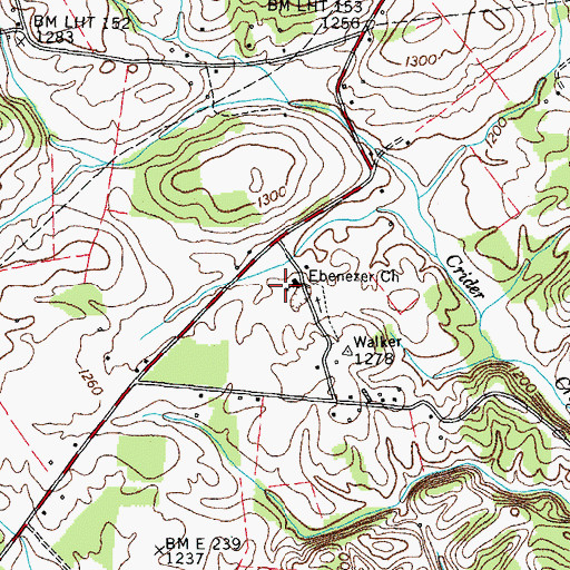 Topographic Map of Ebenezer Church, TN