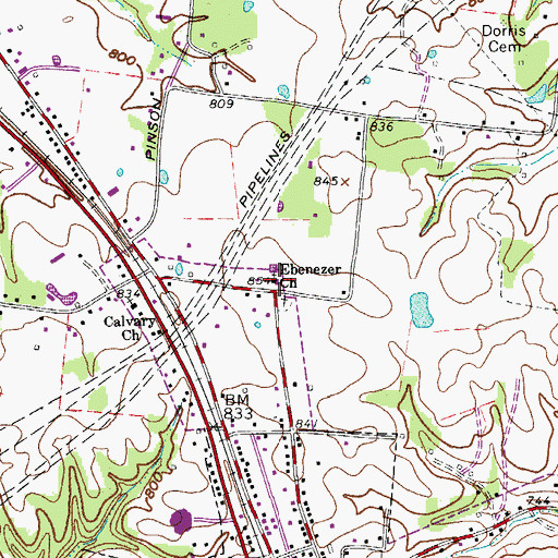 Topographic Map of Ebenezer Church, TN