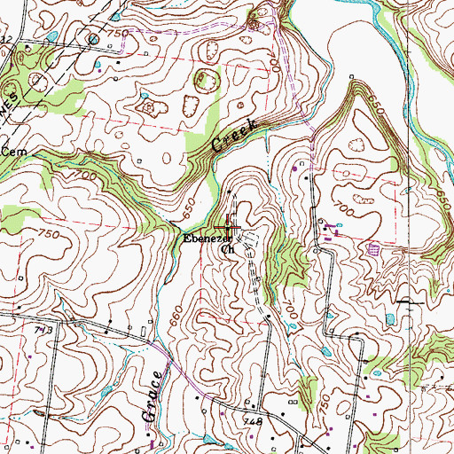 Topographic Map of Ebenezer Church, TN