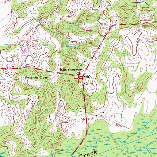 Topographic Map of Eberneezer Church, TN