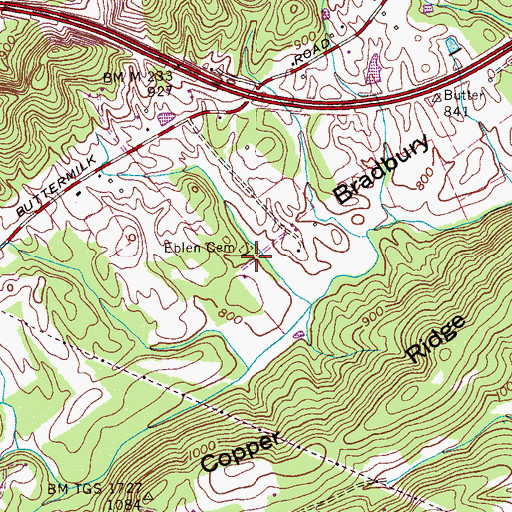 Topographic Map of Eblen Cemetery, TN