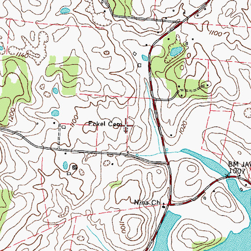 Topographic Map of Eckel Cemetery, TN