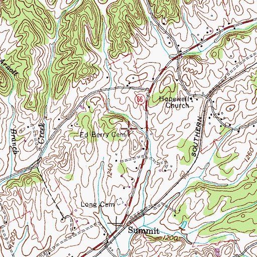 Topographic Map of Ed Berry Cemetery, TN