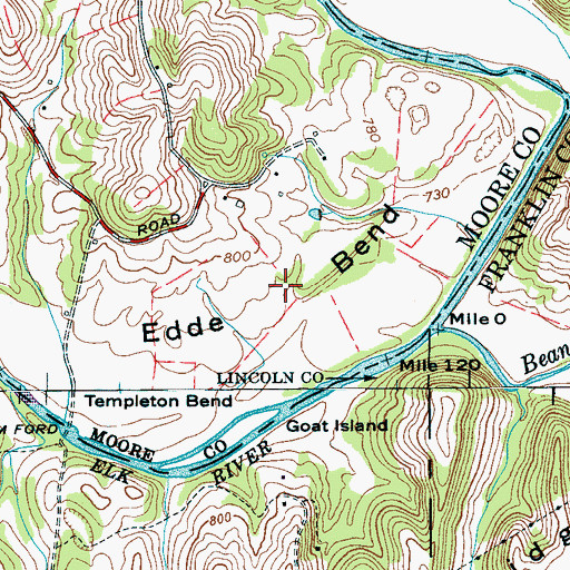 Topographic Map of Edde Bend, TN