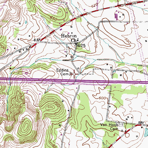 Topographic Map of Eddins Cemetery, TN