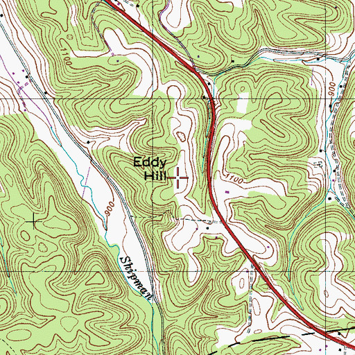 Topographic Map of Eddy Hill, TN
