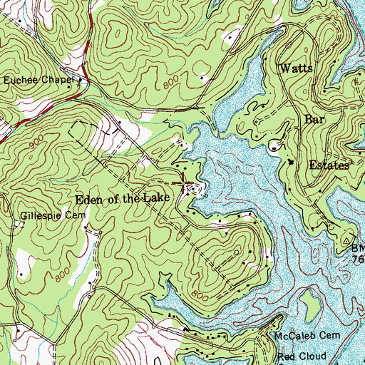 Topographic Map of Eden of the Lake, TN