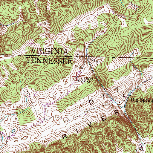 Topographic Map of Eden Cemetery, TN
