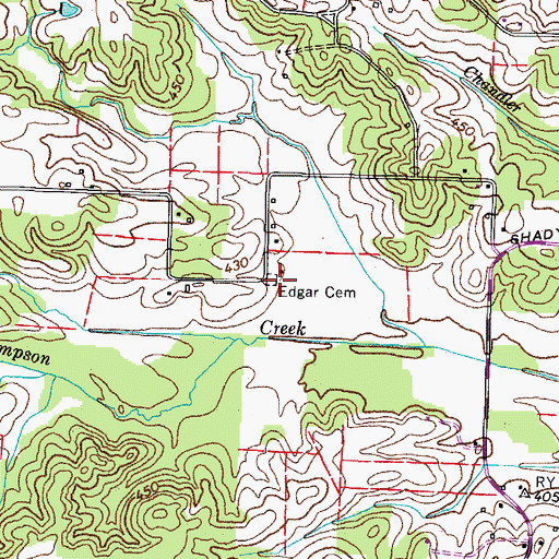 Topographic Map of Edgar Cemetery, TN
