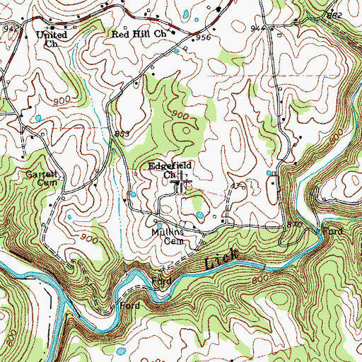 Topographic Map of Edgefield Church, TN