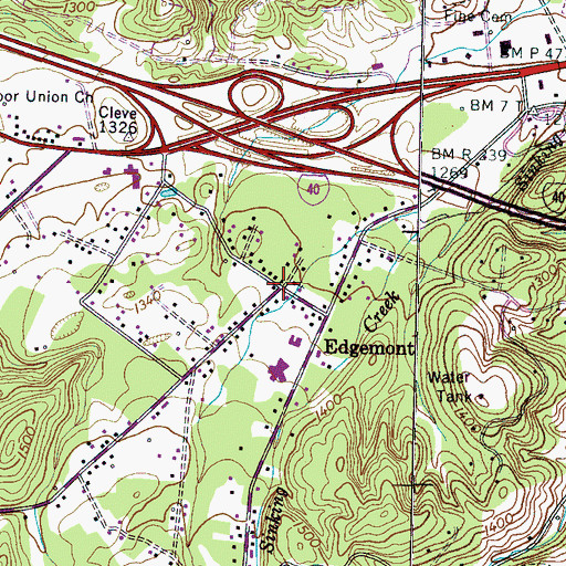 Topographic Map of Edgemont, TN