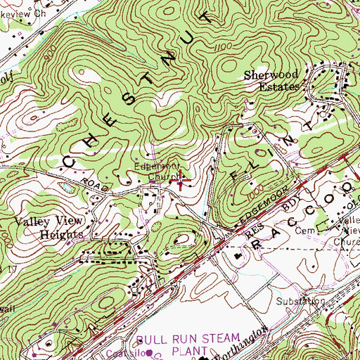 Topographic Map of Edgemoor Baptist Church, TN