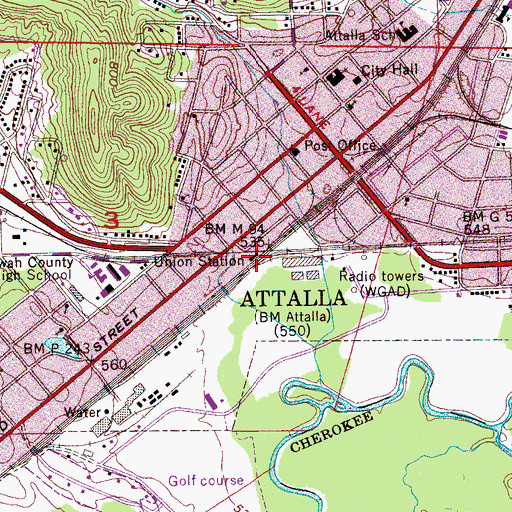 Topographic Map of Union Station, AL