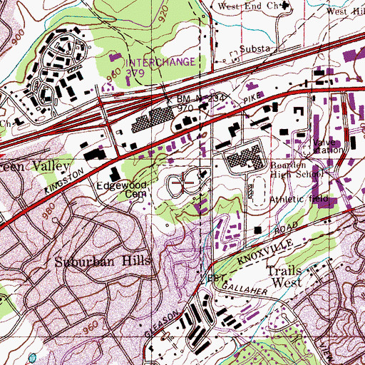 Topographic Map of Edgewood Cemetery, TN