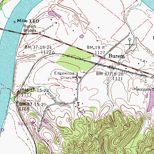 Topographic Map of Edgewood Church, TN