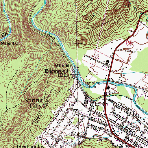 Topographic Map of Edgewood Hills, TN