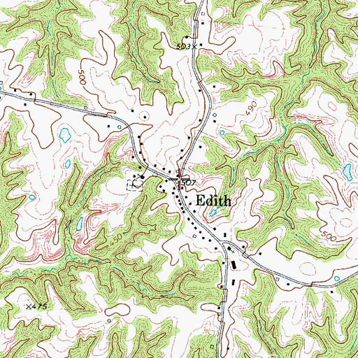 Topographic Map of Edith, TN