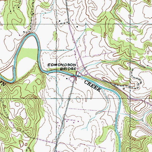 Topographic Map of Edmondson Bridge, TN