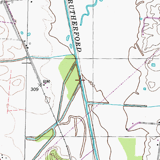 Topographic Map of Edmundson Creek, TN
