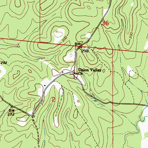 Topographic Map of Union Valley Church, AL