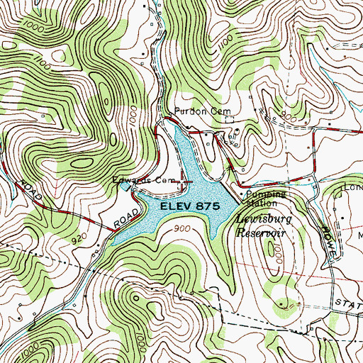 Topographic Map of Edwards Cemetery, TN