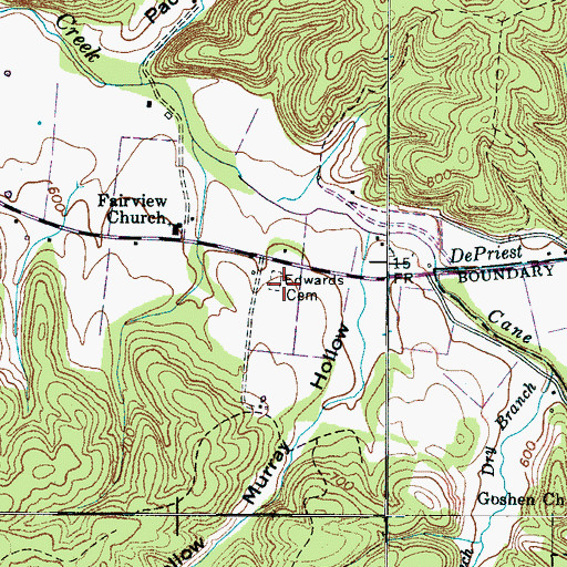 Topographic Map of Edwards Cemetery, TN