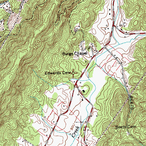 Topographic Map of Edwards Cemetery, TN