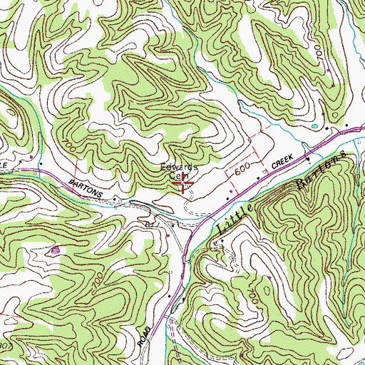 Topographic Map of Edwards Cemetery, TN