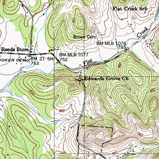 Topographic Map of Edwards Grove Church, TN