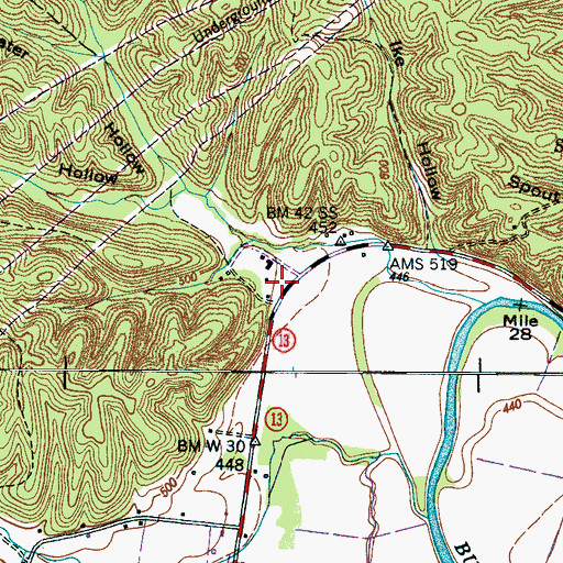 Topographic Map of Edwards Hollow, TN