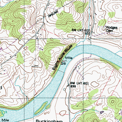 Topographic Map of Eight Acre Bluff, TN