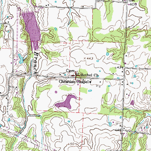 Topographic Map of El Bethel Church, TN