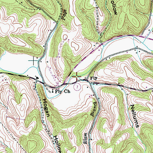 Topographic Map of Elam Branch, TN
