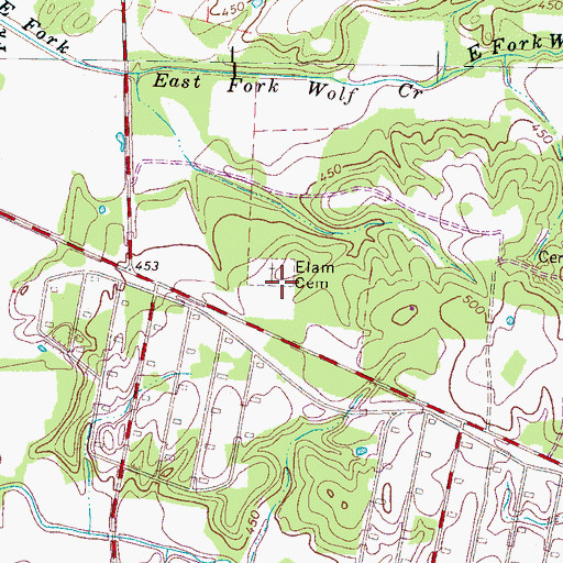Topographic Map of Elam Cemetery, TN