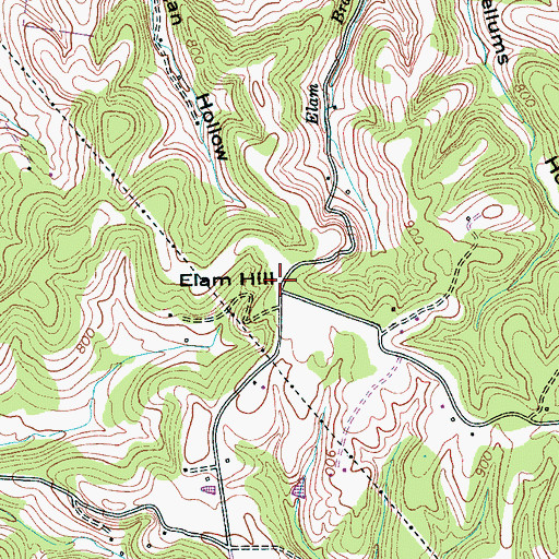Topographic Map of Elam Hill, TN