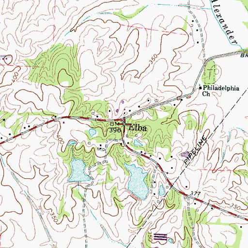 Topographic Map of Elba, TN