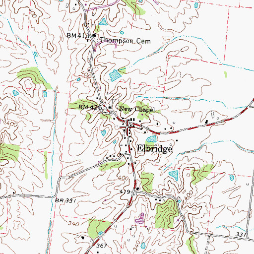 Topographic Map of Elbridge, TN